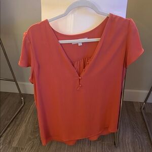LOFT Women’s Coral Short-Sleeve V-Neck Blouse